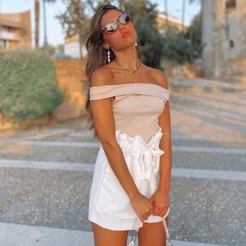 Zara Ribbed Off-The-Shoulder Top
